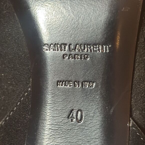 YSL Saint Laurent Paris 110 Black Suede Harness Chain Ankle Boots EU 40/ US 10 - Picture 10 of 12